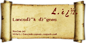 Lancsák Ágnes névjegykártya